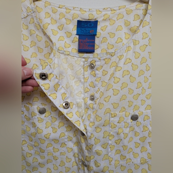 VTG So Blue Pear Fruit Print 100% Cotton Short Sleeve Shift Dress Size 6 - Picture 5 of 10